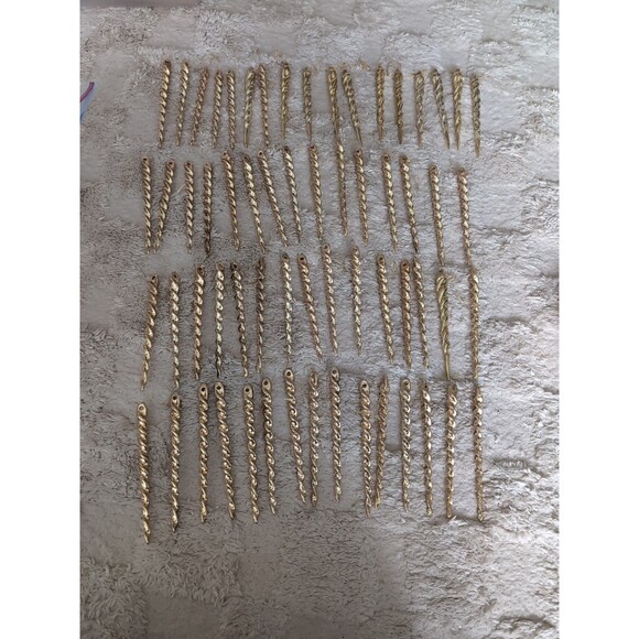 Unbranded Other - Vtg Hard Plastic Icicle Ornaments Gold 64 Christmas Dangling Spiral